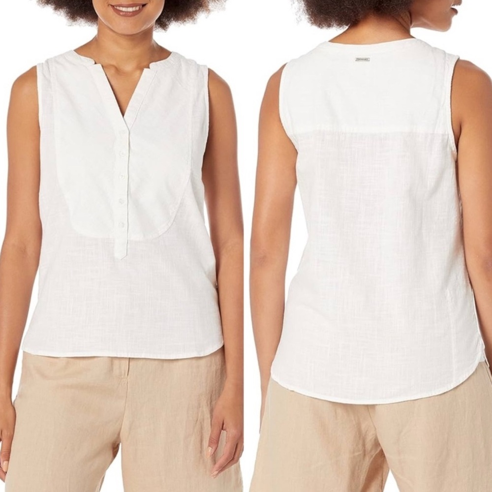 Prana White “Katya” Tank Top Size Small 100% Organic Cotton Cottagecore Coastal